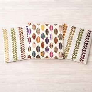 Handprint Pondicherri Kantha Leaf Pillow Covers – Set of 3 – Artisan Made India